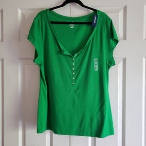 NWT XXL Bright Green Old Navy Perfect Henley